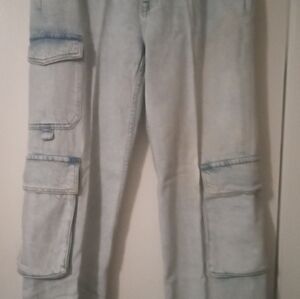 Aeropostale Unisex Relaxed Fit Light Blue Cargo Jeans